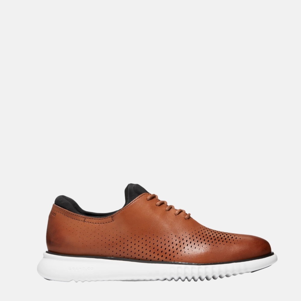 Men's Cole Haan 2.Zerogrand Lined Laser Wingtip Oxford in British Tan. C27879